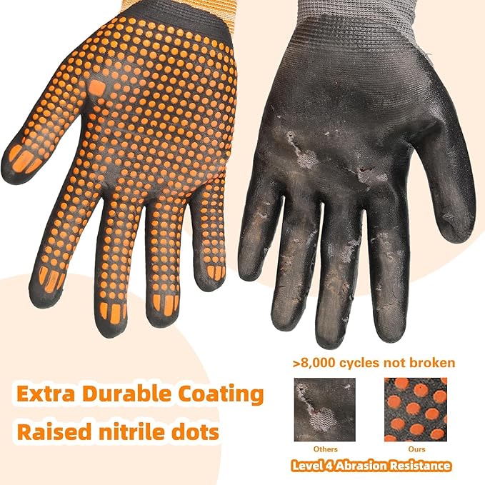 Schwer 3 Pairs Safety Work Gloves Micro-Foam Nitrile Coated, Level 4 Abrasion Resistant Nylon Working Gloves with Micro Dot Grip, Touchscreen, Used for General Use, Gardening, Mechanic, LT5619, L