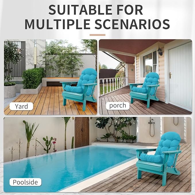 Adirondack Chair Cushion, High Back Patio Chair Cushions 48 x 19.7 x 4.7 Inch, Indoor/Outdoor Thickened Rocking Chair Cushion, Fade-Resistant & Waterproof (Bird Green, Set of 1)