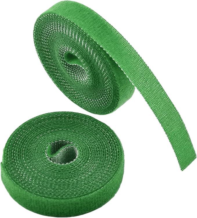 IFNOW Hook and Loop Cable Ties Reusable Fastening Tape Garden Tie Strap Plant Supports Gentle on Plants Plant Ties Garden Tape (Green, 0.4''/16FT, 2PCS)