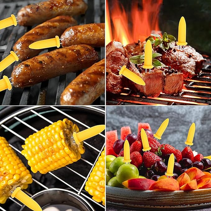 Smores Sticks for Fire Pit Long - Marshmallow Roasting Sticks Smores Kit - Smore Skewers Hot Dog Fork Campfire Stainless Steel Corn Holders Corn on the Grill & Cob Skewers for Home Cooking