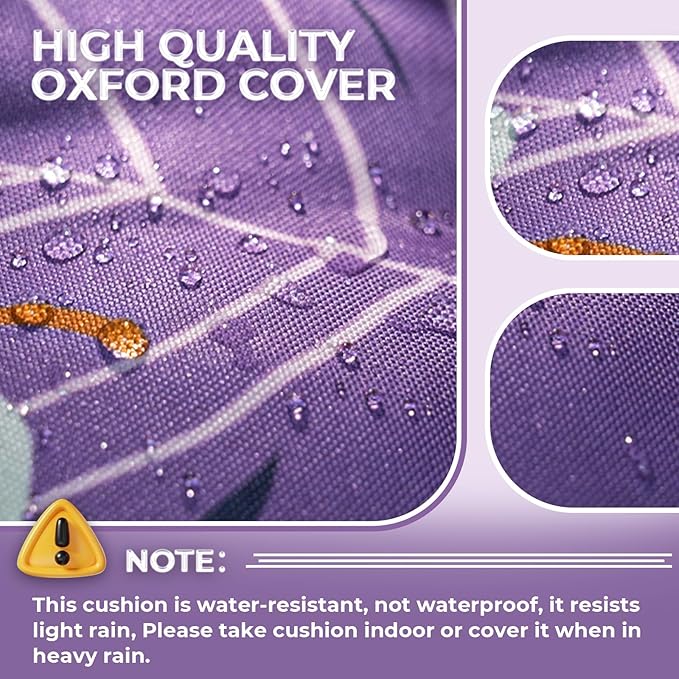 Chaise Lounge Cushions Outdoor Set of 2, 74.4 x 22 x 4.7 Inches Thickened Lounge Chair Cushions Waterproof for Outdoor Furniture with Ties, Non-Slip Patio Lounge Cushions, Purple Floral Leaf