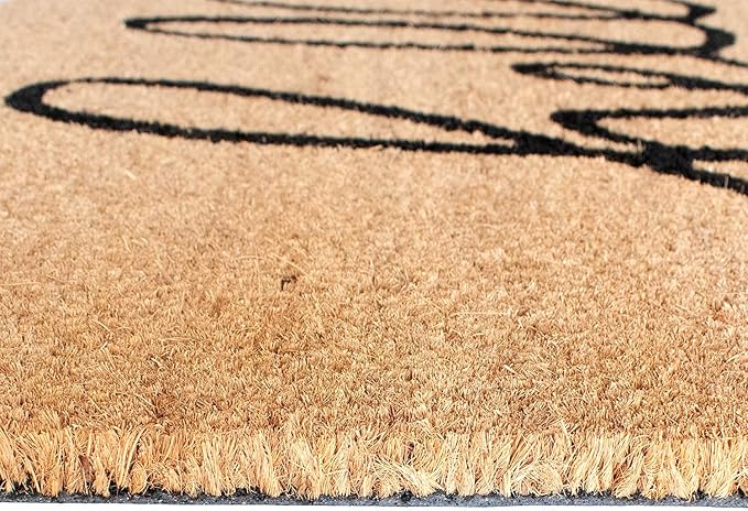 LuxUrux Hello Door Mat Outdoor Coco Coir Doormat, with Heavy-Duty PVC Backing - Natural - Perfect Color/Sizing for Outdoor/Indoor uses. (17 x 30, Script Hello)