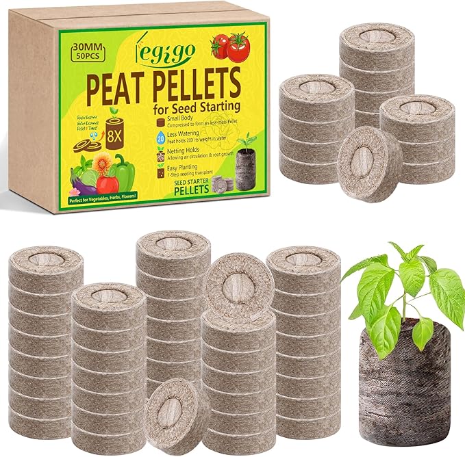 Legigo 50 Pcs 30mm Seed Starter Peat Pellets Pods for Seedlings- Compressed Seed Starting Pellets Seed Starter Pods Plugs Soil Peat Pods for Starting Seeds, Garden Planting Herb Flower Vegetables