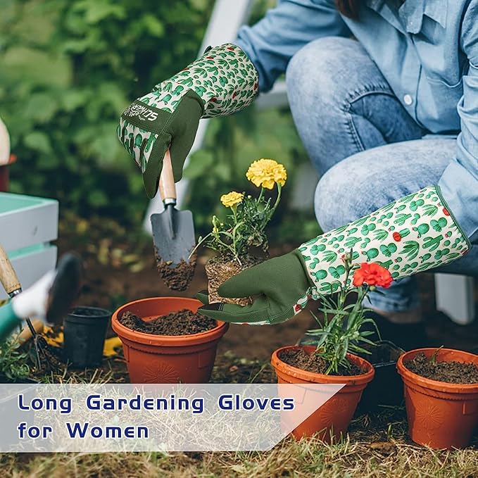 Schwer Gardening Gloves for Women, Rose Pruning Gloves with Forearm Protection, Touchscreen, Fingertip & Palm Strengthening, Breathable & Comfortable Long Garden Glove for Yard, Gardening Gifts, S