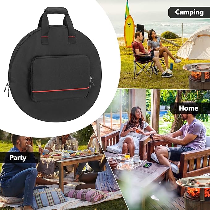 Heat Deflector Carry Bag Compatible with Solo Stove Ranger Heat Deflector 20”, Heat Deflector Transport and Storage Case with Handle & Pocket for Fire Pit Accessories, Dia: 21.5", Small
