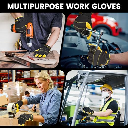 JUMPHIGH Work Gloves for Men, Multi-Functional Light Duty Mechanic Gloves, Outdoor, Performance Fit, Touch Screen, Abrasion Resistant (XL)