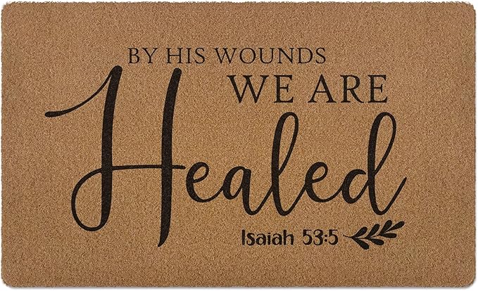 Christian Easter Door Mat, Religious Bible Verse Welcome Front Door Mat Indoor Outdoor Entrance, Christian Scripture Artificial Coir Doormats Rugs for Porch Entryway Decor 30x17in