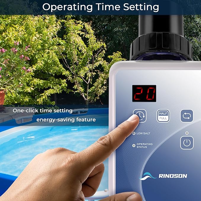 Saltwater Pool Chlorinator System for Above Ground Pools and Hot Tub, Saltwater Pool System with Self-Cleaning Titanium Cell & LED Control Panel, Up to 9,000 Gallons, 2 Year Limited Warranty