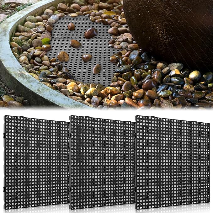 3 Pack 31.5 Inch x 31.5 Inch Heavy Duty Fountain Basin Grate for Pond and Water Garden Features and More Snap-Together - Hide Reservoir, Rocks, Other Decorative Objects (Black)