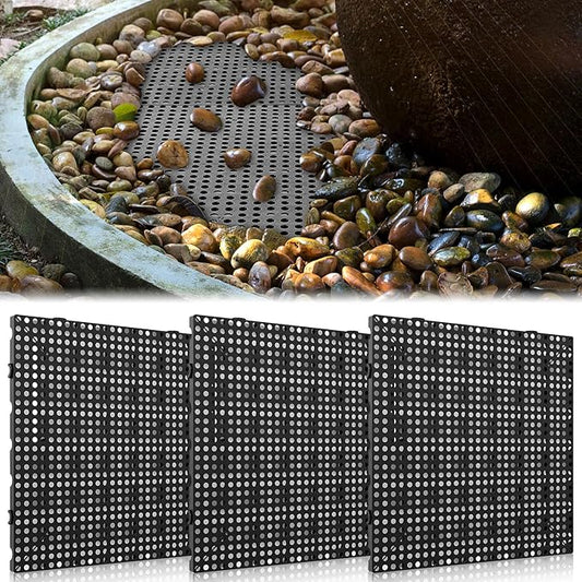 3 Pack 31.5 Inch x 31.5 Inch Heavy Duty Fountain Basin Grate for Pond and Water Garden Features and More Snap-Together - Hide Reservoir, Rocks, Other Decorative Objects (Black)