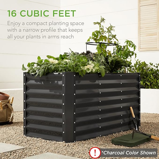 Best Choice Products 4x2x2ft Outdoor Metal Raised Garden Bed, Deep Root Box Planter for Vegetables, Flowers, Herbs, 119 Gallon Capacity, 100% Non Toxic Materials - Royal Red
