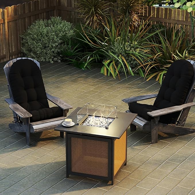 Outdoor Adirondack Chair Cushion, 50x21x4 Inch Rocking Chair Cushions, High Back Patio Soft Seat Pad with Ties, Indoor Outside Use, Fade-Resistant & Waterproof, Black