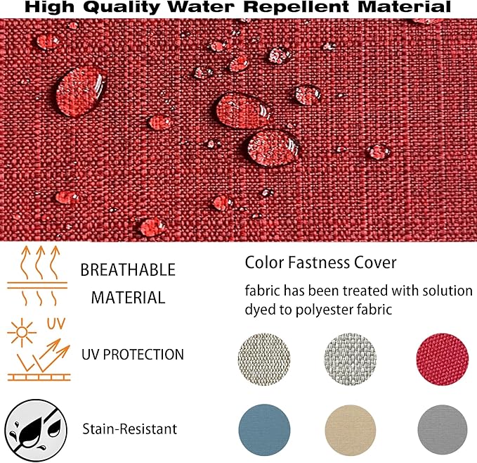 COZYVIDA Outdoor Deep Seat Cushion Set of 1, 24"x24" Seat & 25"x22.5" Back, C0 Water-Resistant Breathable Polyester, UV-Resistant 1000+ Hrs, 30D Foam with Recycled Fiber Fill,Chili