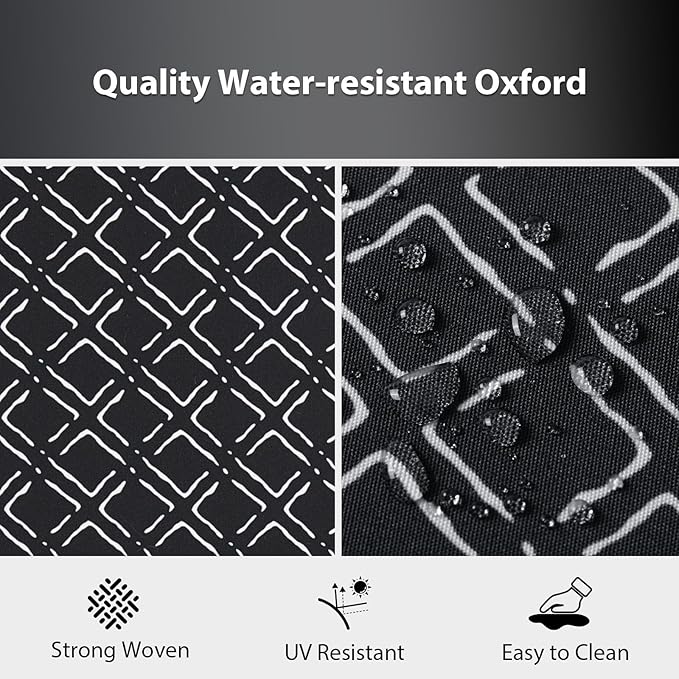 Outdoor Chair Cushions Set of 4, 17 x 16 Inch Patio Chair Cushions for Outdoor Furniture, Water Resistant, Non-Slip Ties (Black Geometry)