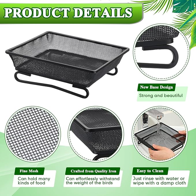 Nuogo 4 Pcs Platform Bird Feeder 7 Inches Ground Bird Feeder Tray for Outside Metal Squirrel Feeders Rust Resistant Mesh Seed Tray Garden Yard Decoration for Outdoor Wild Dove(Square)