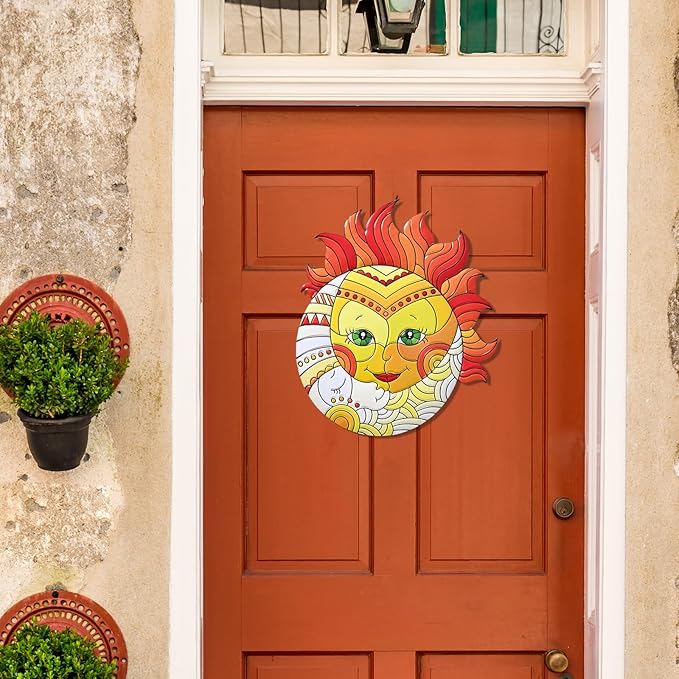 Metal Sun Wall Art Decor,13inches Sun Wall Art Hanging Decoration for Indoor and Outdoor for Room Garden Porch Fence Balcony Patio Decor