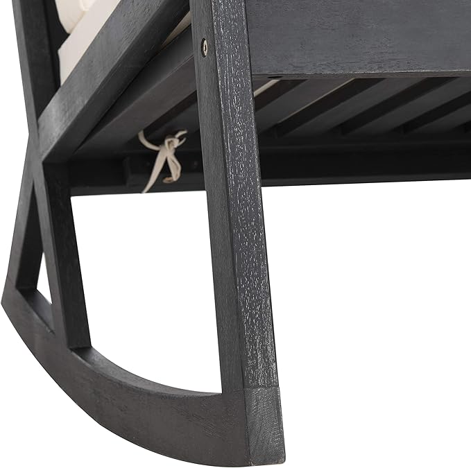 Safavieh PAT7013F Outdoor Collection Vernon White Rocking Chair, Black/Beige