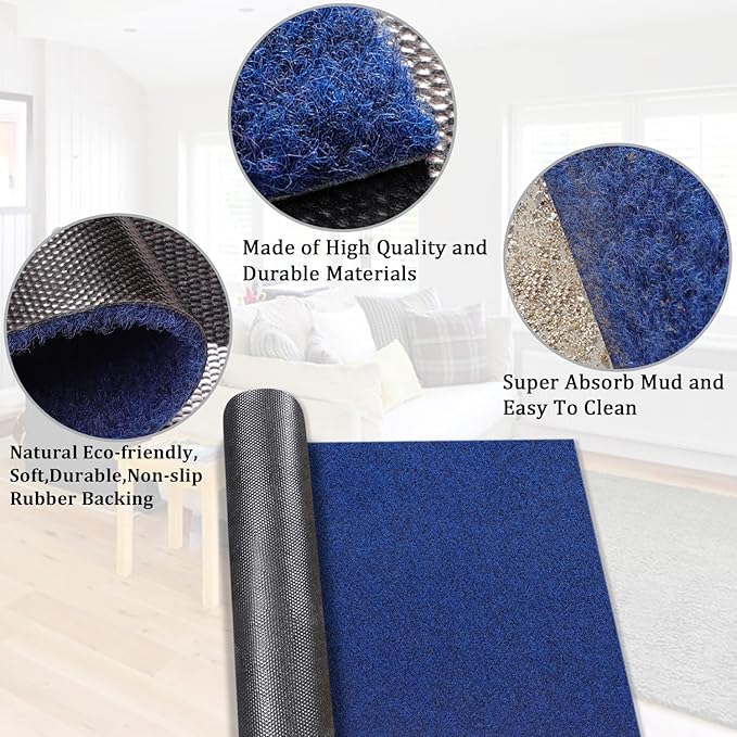 AAZZKANG Set of 2 Outdooor Indoor Utility Multipurpose Mat Non Slip Plain Doormat Ultra Absorb Mud Front Door Mats for Entryway,Outside,Inside Pet Place Mat