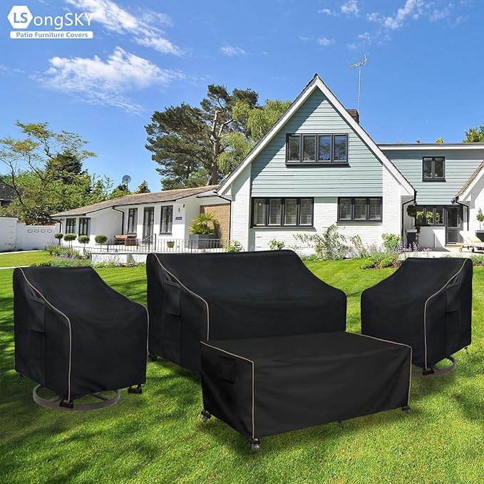 Outdoor Swivel Rocker Chair Cover 2 Pack,Patio Swivel Chair Covers for Outdoor Furniture,Rocking Chair Covers Waterproof (27.5W x 32.5D x 39H Inch) Black