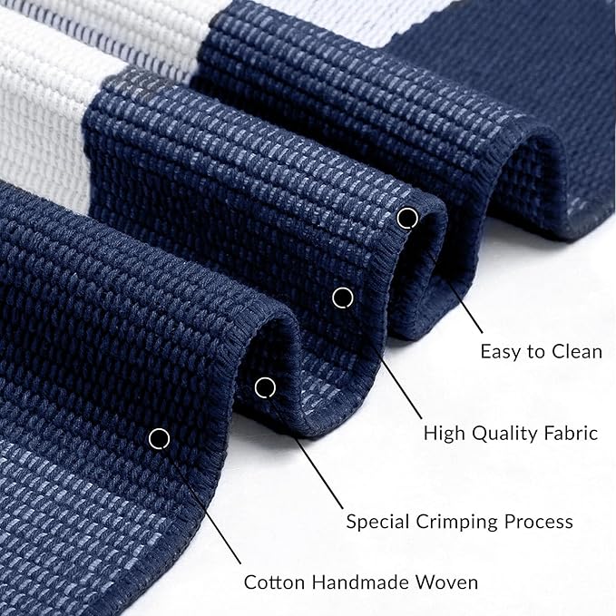 IOHOUZE Buffalo Plaid Checkered Rug 3x5 Ft Front Door Mats, Washable Area Rugs for Front Porch Decor, Spring Summer Welcome Mats Outdoor, Navy White Rug for Farmhouse/Entryway/Home Entrance