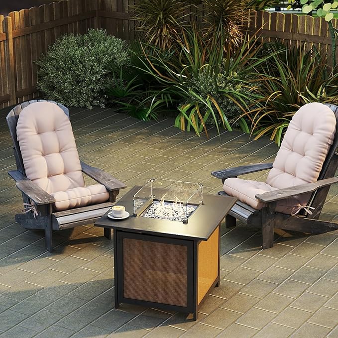 Outdoor Adirondack Chair Cushions Set of 2, 44x19x4 Inch Rocking Chair Cushion, High Back Patio Soft Seat Pad with Ties, Indoor Outside Use, Fade-Resistant & Waterproof, Beige