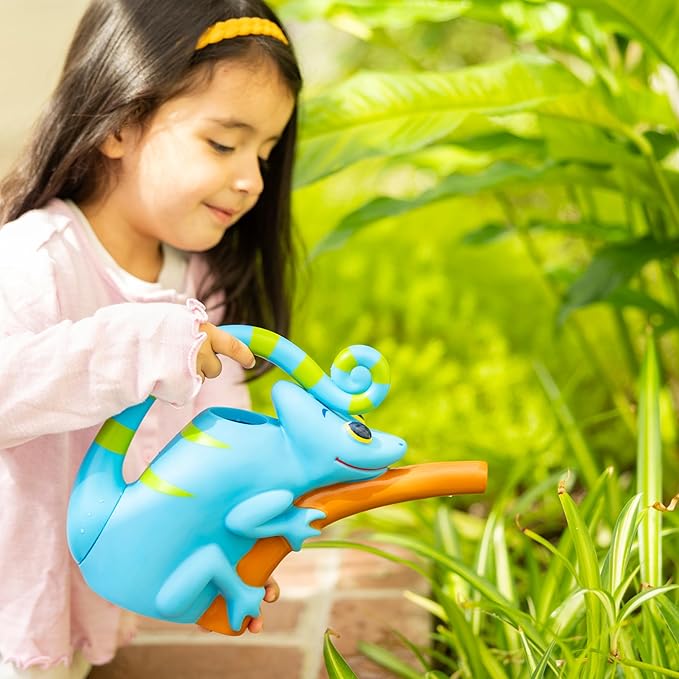 Melissa & Doug Sunny Patch Camo Chameleon Watering Can with Tail Handle and Branch-Shaped Spout