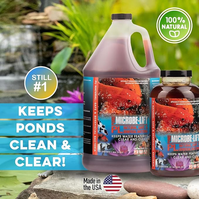 MICROBE-LIFT PL Pond Bacteria and Outdoor Water Garden Cleaner, Safe for Live Koi Fish, Plant Life, and Decor, 2.5 Gallons