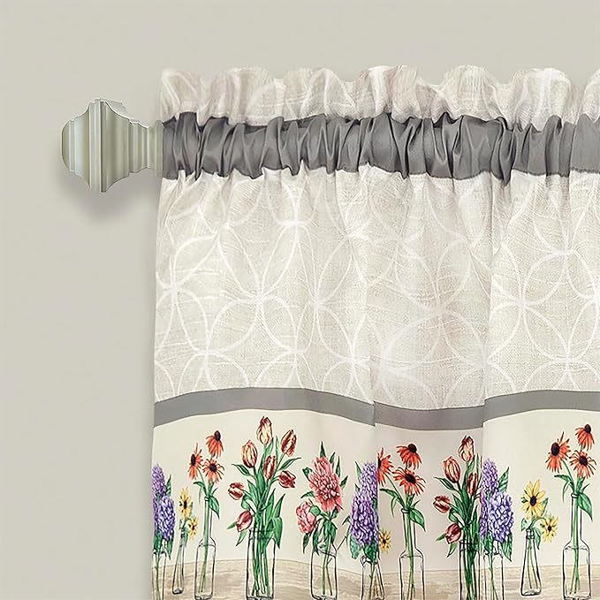 ACHIM Garden Blooms Printed Tier & Valance Set - 58x36 Inch Multi