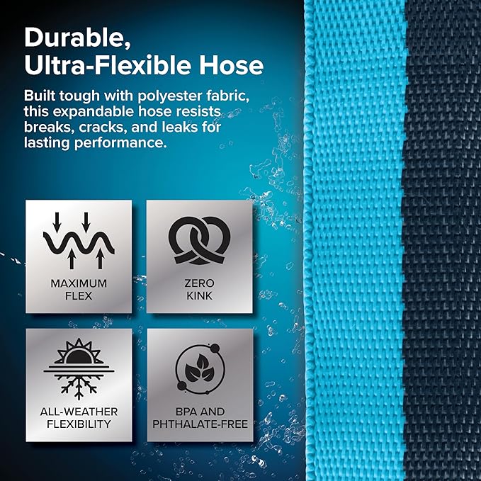 Camco EvoFlex2 50-ft Drinking Water Hose - RV Drinking Water Hose Reinforced with Fabric & Ultra Lightweight - Contains No Lead, No BPA & No Phthalate - Abrasion Resistant (22579)