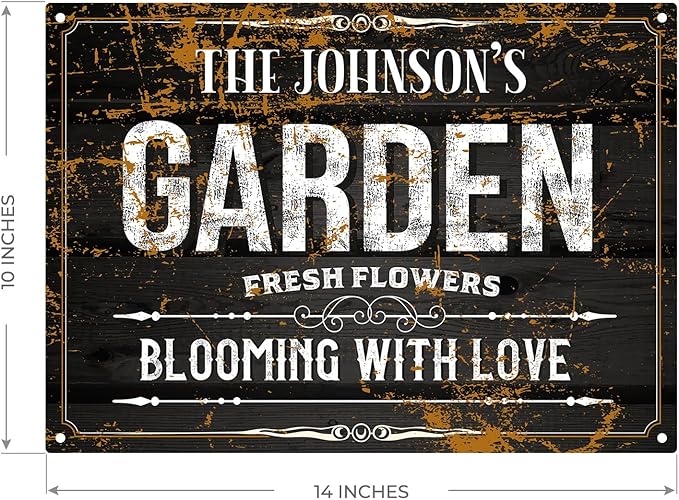 Custom Garden Blooming With Love Sign, Personalized Name For Backyard/Flower Garden Décor Sign, 10x14 Inches, Rust Free .040 Aluminum, Fade Resistant, Made in USA by Sigo Signs