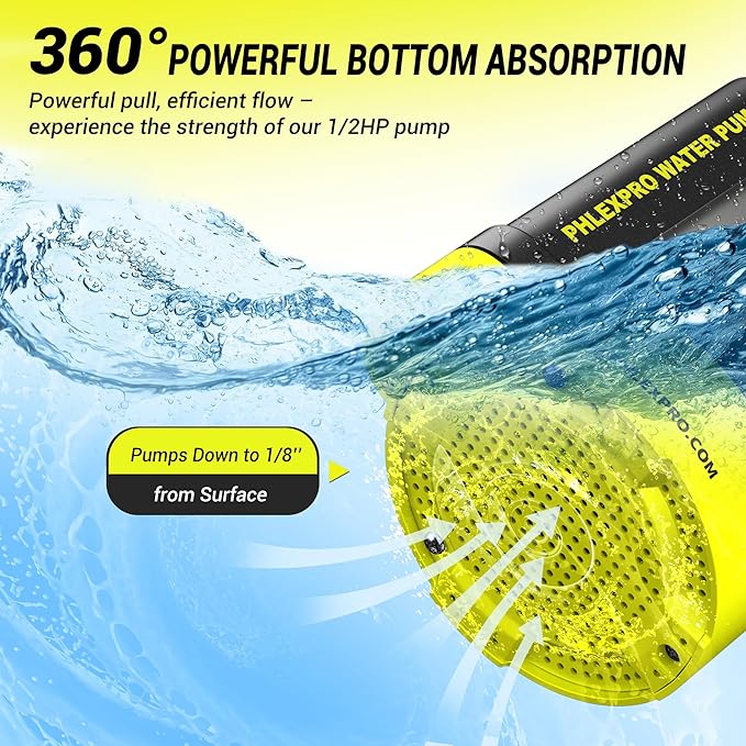 1/2HP Automatic Submersible Water Pump,110V Sump Pump Submersible with 3/4” Garden Hose Check Valve Adapter,2650 GPH Water Removal for Swimming Pool Cover Hot Tubs Flooded House Basement
