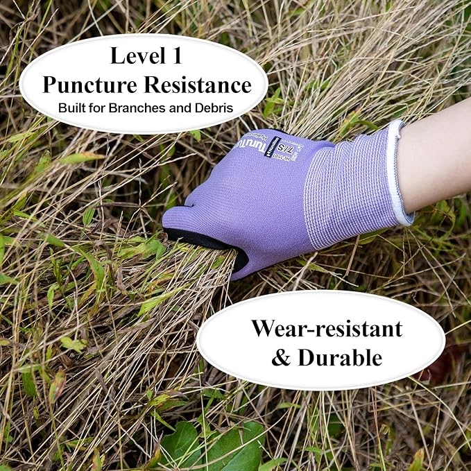 HandLove 2 Pairs Gardening Gloves for Women-Moisturizing Durable Work Gloves.Latex-free Sandy Nitrile Coated for Yard Garden,Touchscreen Friendly Protective Work with Grip, Small,Pink&Green