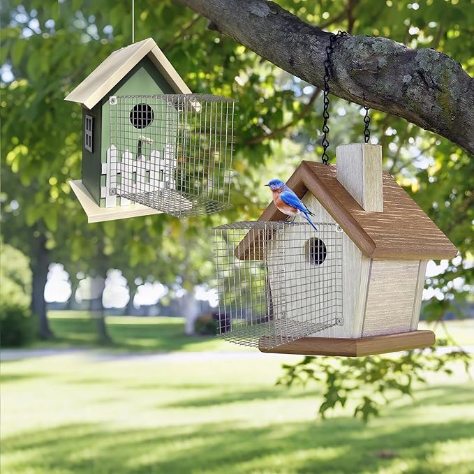 2Pcs Bluebird House Protector Guards, Stainless Bird House Entrance,Designed for The Secure of Eastern Bluebird Homes and Their Chicks (Square)
