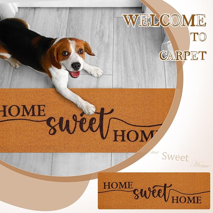 Long Doormat 48''x16'' Front Door Mat for Entrance Inside Outdoor Large Decorative Door Rug Welcome Mat for Outside Home Entry(Sweet Home,Yellow)