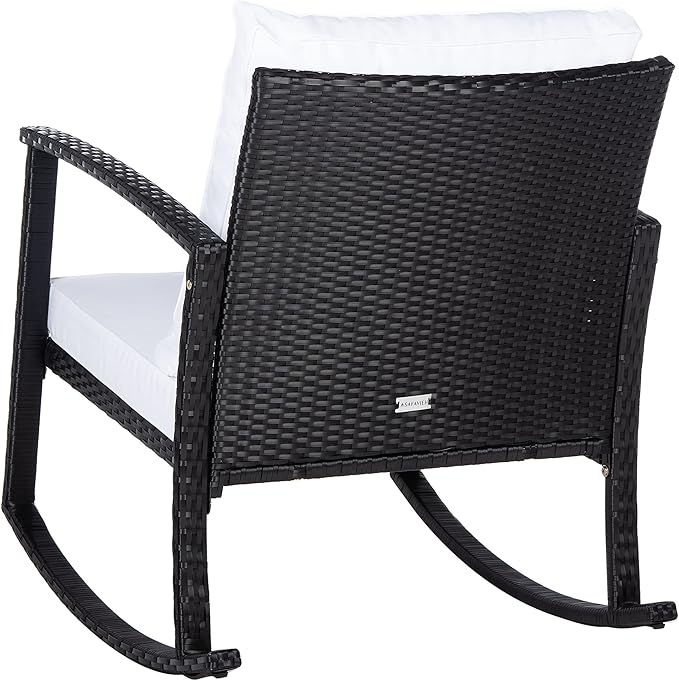 SAFAVIEH Outdoor Collection Daire Black/White Cushion Rocking Chair PAT7721A
