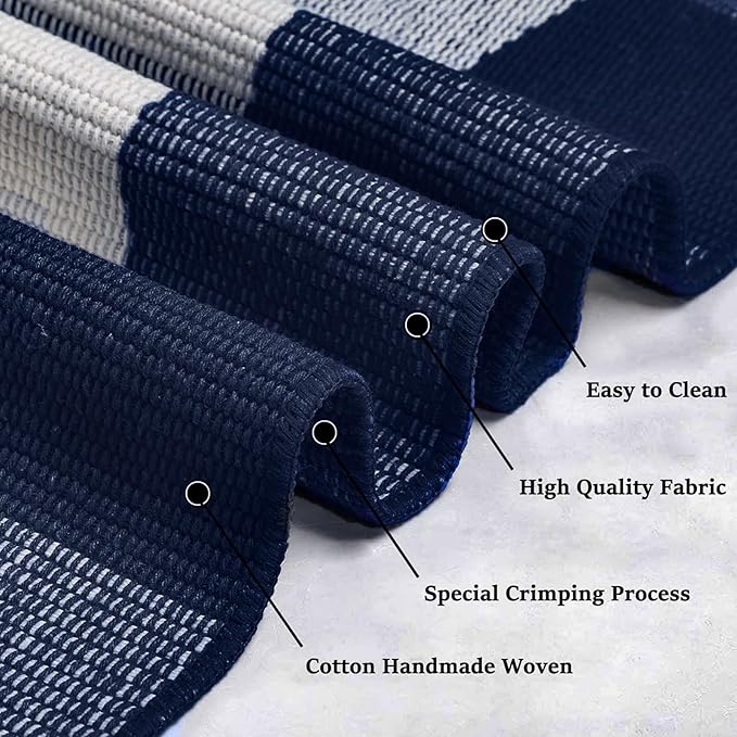 IOHOUZE Buffalo Plaid Checkered Rug 27.5" X 43" Front Door Mats, Washable Area Rugs for Front Porch Decor, Spring Summer Welcome Mats Outdoor, Navy White Rug for Farmhouse/Entryway/Home Entrance