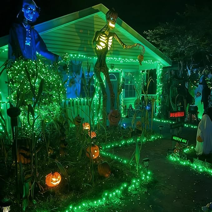 LAMPHOME St. Patrick's Day Mini String Lights,Green Christmas Lights 150Lights 31.9ft UL Certified Mini String Lights Set for Outdoor Christmas Tree Garden Party Patio Garland Decor