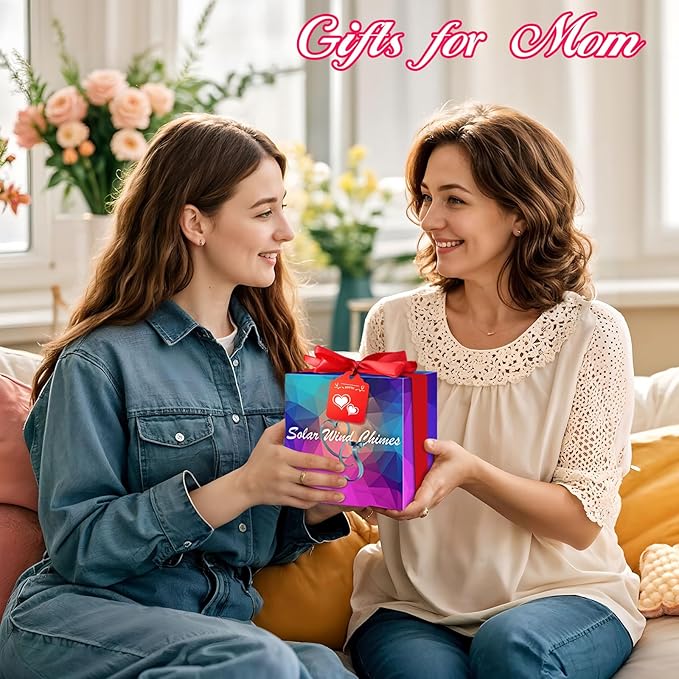 Valentines Day Gifts for Her Mom Grandma, Birthday Gardening Gifts for Women, Winzwon Solar Lights Outdoor Wind Chimes for Garden Yard Patio Porch Decor Hanging Butterfly Decorations