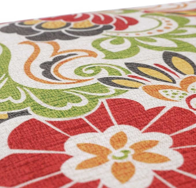 Pillow Perfect Bright Floral Indoor/Outdoor 1 Piece Split Back Chair Cushion Set With Ties, 1 Count, 40.5" x 21", Green/Red Zoe