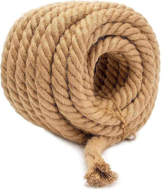 Jute Rope Garden Twine String Indoor and Outdoor DIY Twisted Manila Rope Home Decor Crafts for Gardening Thick Rope Natural Nautical Nemp Strong Jute Rope (25, 1.25 inch)
