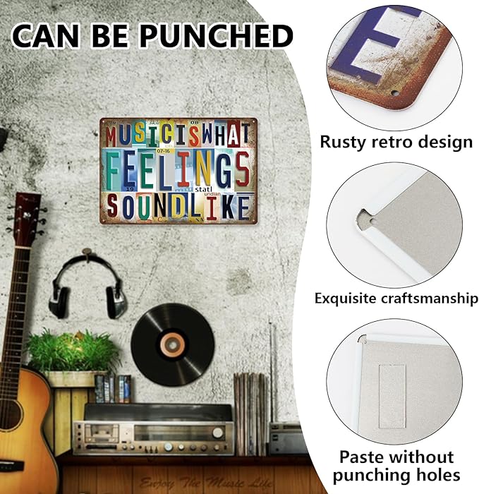 KLFHS Music Posters, Wall Decor Posters for Room Aesthetic, Metal Signs Vintage Music Wall Art for Rec Room Bedroom Studio Coffee Bar