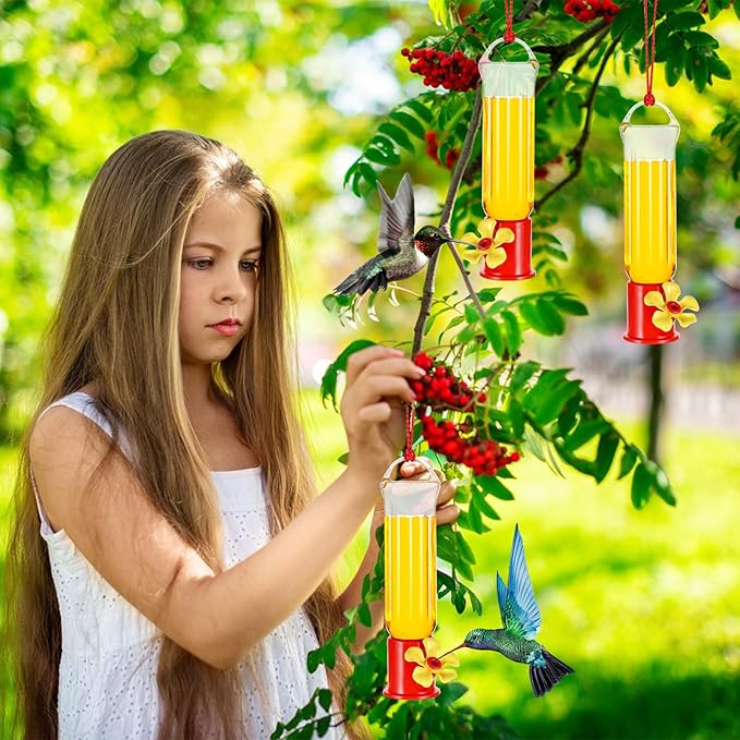 10 Pack Small Hummingbird Feeder for Outdoors Mini Hummingbird Feeders with S Hook Cleaning Brush Plastic Single Hummingbird Feeders for Outdoors Window Hanging