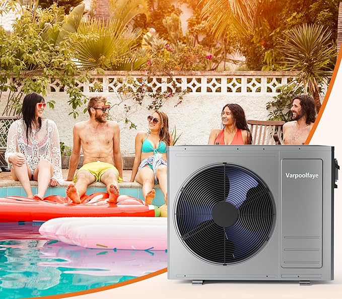 35100 BTU Electric Pool Heater For Inground Pool 10000 Gallon Above Ground Pool Heater Swimming Pool Heater Pump Heating or Cooling WiFi Control Schedule 220V 60HZ