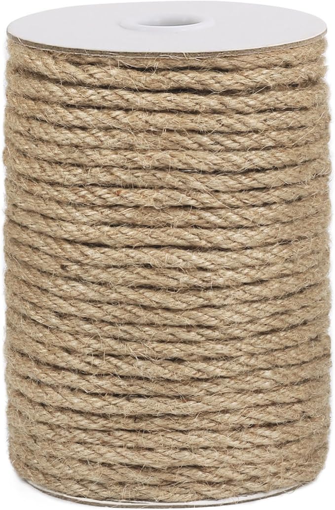 Vivifying 6mm Jute Rope, 132 Feet Strong Natural Jute Twine for Crafts, Cat Scratching Post, Garden Plants, Bundling and Hanging (Brown)