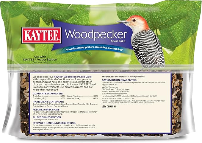 Kaytee Woodpecker Seed Cake, Wild Bird Food, 1.85 Pounds