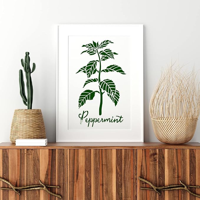 Jecery 20 Pcs Herb Stencils for Craft Painting on Wood Reusable DIY Craft Paint Template Herb Botanical Leaf Garden Kitchen Plant Stencils for Art Scrapbook Wall(7.87 x 4.72 Inches)