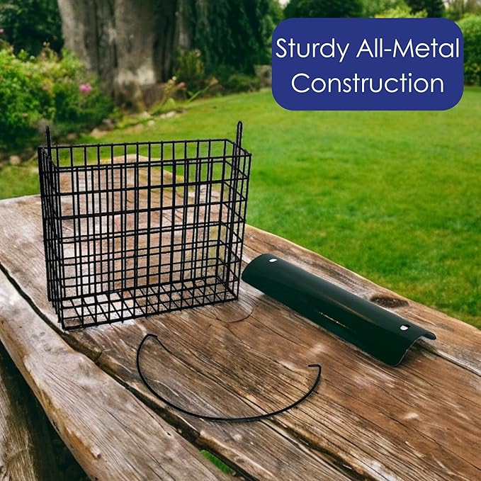 Backyard Essentials Large Suet Feeder - Metal Woodpecker Suet Cage with Metal Roof - Holds 1 Large Seed Cake