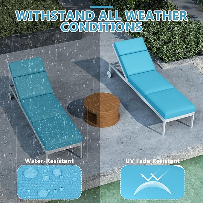 Chaise Lounge Cushions Outdoor, 80 x 26 x 4 Inch Lounge Chair Cushions for Outdoor Furniture - Waterproof Lounge Patio Replacement Cushion, 4In Fade-Resistant ThickPatio Chaise Lounge Cushion