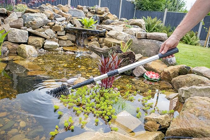 PondH2o Water Garden Koi Fish Pond Brush with Telescoping Handle to 70 Inch, Scrubbing Brush for Routine Water Garden Koi Fish Pond Maintenance & Cleaning