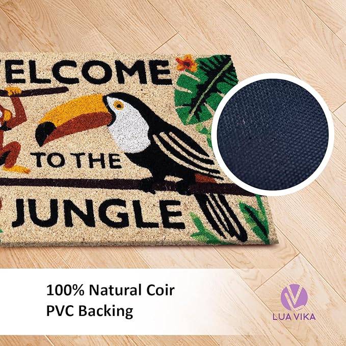 Coir Door mats Outdoor - Welcome to The Jungle - Welcome mats for Front Door - Coir Doormat Outdoor Entrance - 16''x27.5''